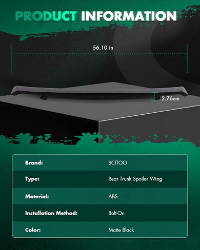 SCITOO Rear Trunk Spoiler Wing Compatible with 2008-2014 for Dodge Avenger Body Kit Matte Black in Kuwait
