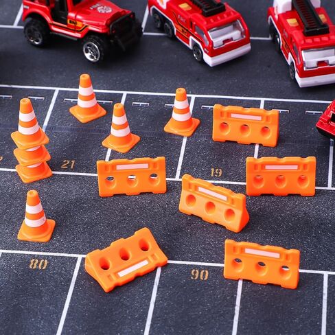 FAVOMOTO Mini Traffic Cones: 48 قطعة من مخاريط وأسوار بناء صغيرة معززة لديكورات حفلات أعياد الميلاد للأطفال - مجموعة ألعاب مكعبات طريق برتقالية صغيرة لطاولة الرمل للأعمار من 3 إلى 8 سنوات in Kuwait
