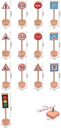 Wooden Street Signs for Train Set 15 Educational Playset for Kids, Boys, & in Kuwait