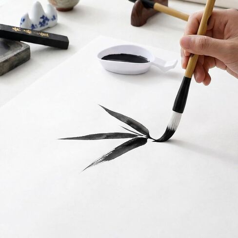 3 Sizes Chinese Calligraphy Brush Set, Traditional Chinese Writing Brushes Sumi Painting Brushes with Ink Dish Large Medium Small Bamboo Art Brush in Kuwait