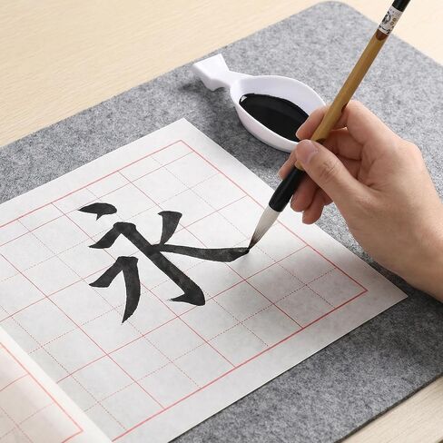 3 Sizes Chinese Calligraphy Brush Set, Traditional Chinese Writing Brushes Sumi Painting Brushes with Ink Dish Large Medium Small Bamboo Art Brush in Kuwait