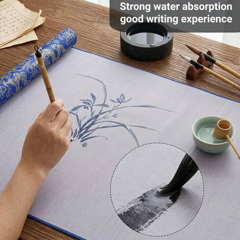ZOOFOX 4 Pack Water Drawing Writing Cloth Scrolls, 33x15 Inch Reusable Chinese Calligraphy Cloth, Magic Water Drawing Mat for Students Beginners Practicing, No Ink or Paper Waste in Kuwait