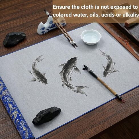 ZOOFOX 4 Pack Water Drawing Writing Cloth Scrolls, 33x15 Inch Reusable Chinese Calligraphy Cloth, Magic Water Drawing Mat for Students Beginners Practicing, No Ink or Paper Waste in Kuwait
