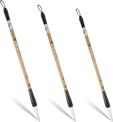 Chinese Painting Brushes Set, 3 Sizes Chinese Calligraphy Brush Set Flower Bird Line-Drawing Brushes Writing Brush, Painting with Bamboo Pen Holder, Traditional Art Sumi in Kuwait