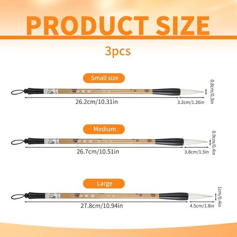 Chinese Painting Brushes Set, 3 Sizes Chinese Calligraphy Brush Set Flower Bird Line-Drawing Brushes Writing Brush, Painting with Bamboo Pen Holder, Traditional Art Sumi in Kuwait