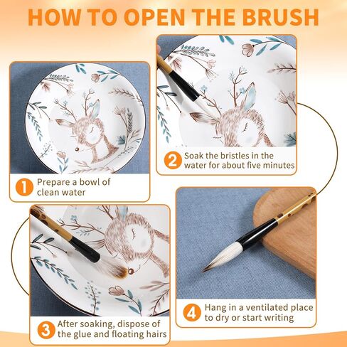 Chinese Painting Brushes Set, 3 Sizes Chinese Calligraphy Brush Set Flower Bird Line-Drawing Brushes Writing Brush, Painting with Bamboo Pen Holder, Traditional Art Sumi in Kuwait