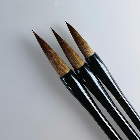 Stone&Ink Calligraphy Brush for Beginners 3pcs set, Student Brush set, Wolf Hair Brush for Chinese Calligraphy Japanese shodo Kanji, Sumi-e Drawing Watercolor Brush in Kuwait