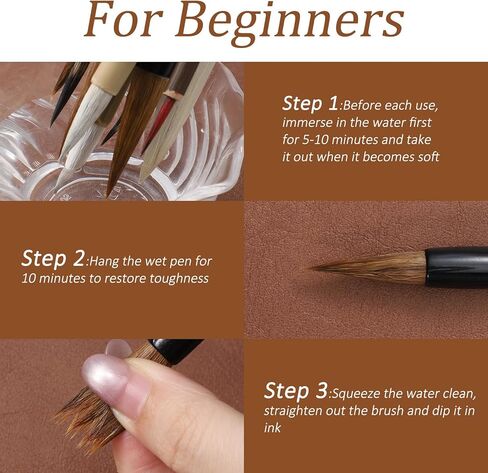 10 Pcs Chinese Calligraphy Brush, Sumi Brushes Set Premium Writing Watercolor Brushes for Beginners & Artists with Roll-up Bamboo Brush Holder, Painting Set Flower Bird Line-Drawing in Kuwait