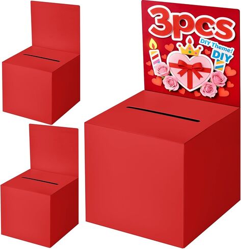 3-Pack White Raffle Boxes with Slot, Card Box with Removable Header for Tickets, Voting, Ballots, Donations & Suggestions, Suitable for Fundraising, Graduation Party Valentines DIY Events in Kuwait