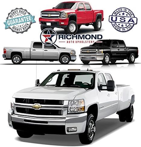 Richmond Auto Upholstery 2013 Chevy Silverado 3500 LT LS Z71 Driver Side Bottom Replacement Leather Seat Cover, Gray in Kuwait