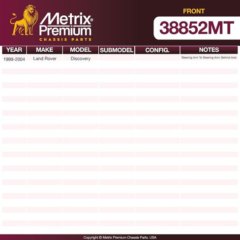أجزاء الهيكل الفاخرة من Metrix - الوصلة المركزية الأمامية تناسب 1999-2004 Land Rover Discovery، صنع في أوروبا in Kuwait