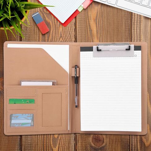 EVGATSAUTO Multifunctional A4 PU Business Document Folder, Conference Organizer Case with Multiple Card Slots and Metal Clip for File Organization and Office Meetings (Black) in Kuwait