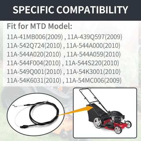 كابل تحكم 946-04299 746-04299 متوافق مع جزازات MTD Troy-Bilt 11A-41MB006، 11A-544A000، TB110، TB130، CC10M - طول 61.25 بوصة، غلاف 48 بوصة in Kuwait