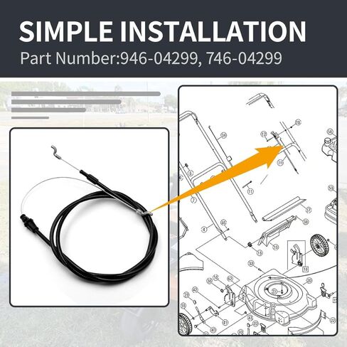 كابل تحكم 946-04299 746-04299 متوافق مع جزازات MTD Troy-Bilt 11A-41MB006، 11A-544A000، TB110، TB130، CC10M - طول 61.25 بوصة، غلاف 48 بوصة in Kuwait