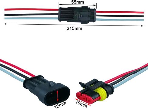 FULARR 8 Kit Car Auto Waterproof Electrical Cable Connector Terminal Plug Socket with Wire, for Motorcycle Car Truck Boat (2 Pin 4 Set + 3 Pin 2 Set + 4 Pin 2 Set) in Kuwait