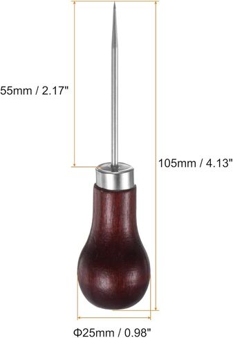 3pcs Handwork Sewing Awl Single Gourd Awl Leather Punch Hole Tool with Wooden Handle Scratch for Broken Wire Make Mark Drilling Stitching Repair and DIY Handmade, Red-Brown in Kuwait