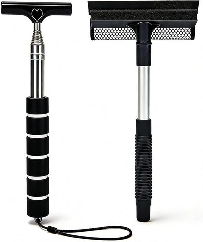 Car Rearview Mirror Wiper Side Mirror Squeegee and 2 in 1 Squeegee Window Cleaner Car Cleaning Tool with Extendable Handle Mirror for Rainy Foggy Weather for Various Vehicle Models in Kuwait
