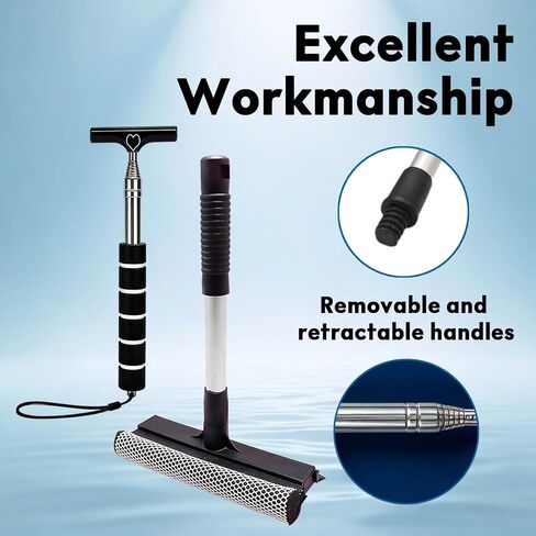 Car Rearview Mirror Wiper Side Mirror Squeegee and 2 in 1 Squeegee Window Cleaner Car Cleaning Tool with Extendable Handle Mirror for Rainy Foggy Weather for Various Vehicle Models in Kuwait