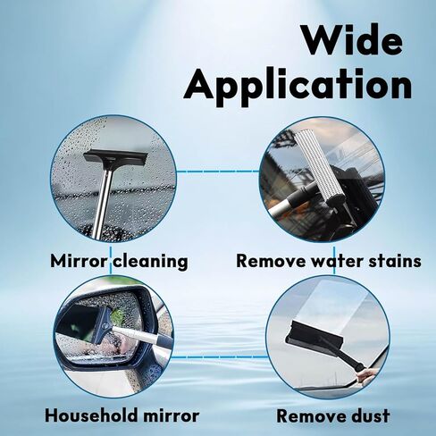 Car Rearview Mirror Wiper Side Mirror Squeegee and 2 in 1 Squeegee Window Cleaner Car Cleaning Tool with Extendable Handle Mirror for Rainy Foggy Weather for Various Vehicle Models in Kuwait
