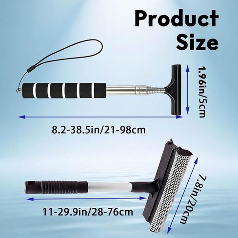 Car Rearview Mirror Wiper Side Mirror Squeegee and 2 in 1 Squeegee Window Cleaner Car Cleaning Tool with Extendable Handle Mirror for Rainy Foggy Weather for Various Vehicle Models in Kuwait