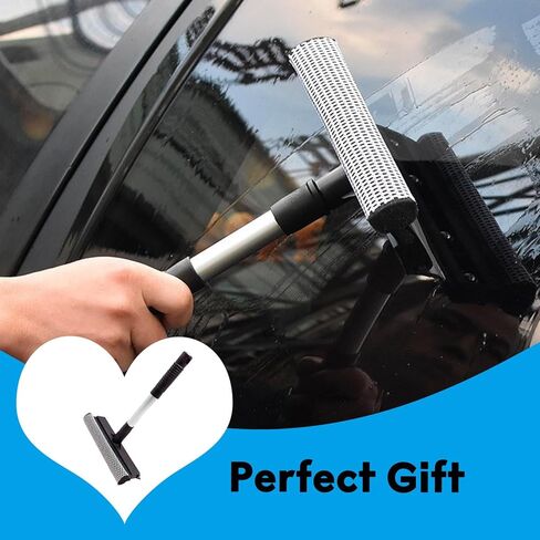 Car Rearview Mirror Wiper Side Mirror Squeegee and 2 in 1 Squeegee Window Cleaner Car Cleaning Tool with Extendable Handle Mirror for Rainy Foggy Weather for Various Vehicle Models in Kuwait