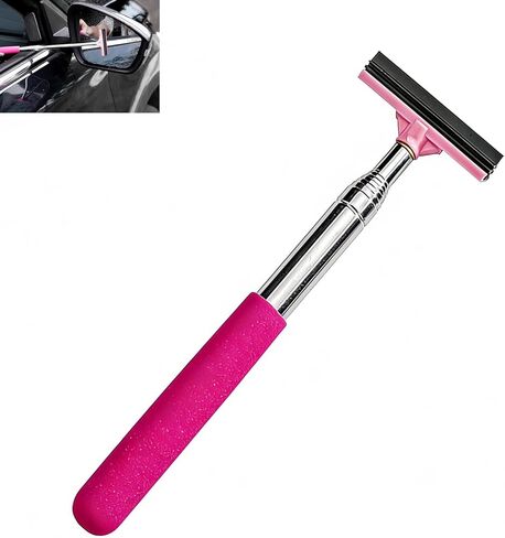 CouTun Car Side Mirror Squeegee, Retractable Car Rearview Mirror Wiper, 38.6in Long Handle Auto Glass Cleaning Tool, Multi-Functional Portable Side Mirror Wiper (Black) in Kuwait