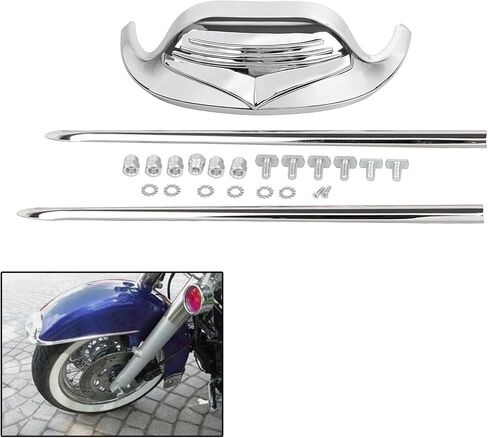 طرف حاجز أمامي للدراجة النارية من الكروم مع طقم حواف الرمح لـ Harley Softail Classic FLSTC 1986-2008، FLSTN 1993-1996 وFLHT FLT 1982-2013 in Kuwait