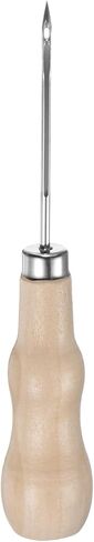 HARFINGTON Handwork Sewing Awl Reed Wood Hollow Awl Leather Punch Hole Tool with Wooden Handle Scratch for Broken Wire Make Mark Drilling Stitching Repair and DIY Handmade, Log Color in Kuwait