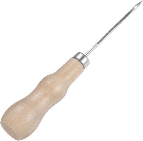 HARFINGTON Handwork Sewing Awl Reed Wood Hollow Awl Leather Punch Hole Tool with Wooden Handle Scratch for Broken Wire Make Mark Drilling Stitching Repair and DIY Handmade, Log Color in Kuwait