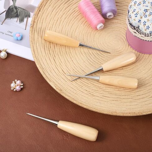 4PCS Sewing Awl, Zelkova Scratch Awls, Leather awl, for Punching Holes and Sewing, DIY Leather Sewings, Marking and Scoring in Kuwait