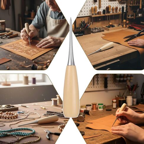 4PCS Sewing Awl, Zelkova Scratch Awls, Leather awl, for Punching Holes and Sewing, DIY Leather Sewings, Marking and Scoring in Kuwait