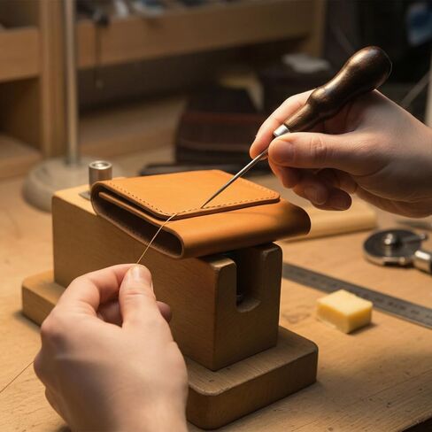 QWORK 6 PCS Leather Scratch Awl Tool, Stainless Steel Scratch Awl Tool Pin Punching with Gourd-Shaped Wooden Handles, Leather Crafting Sewing Tools in Kuwait