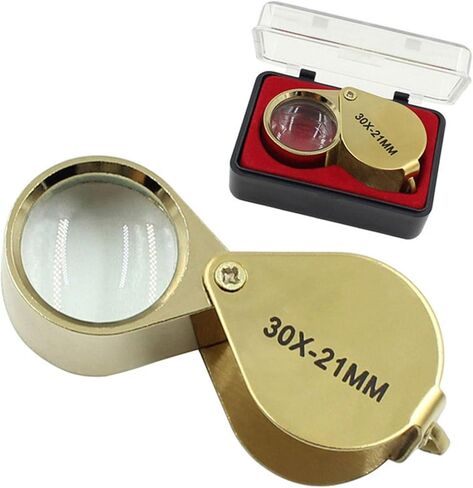 30X Jewelers Loupe, Foldable Pocket Magnifier with Metal Case for Gem Diamond Coin Stamp Map, Jewelry Magnifying Glass for Close Work, Gardening, Rock Collecting in Kuwait