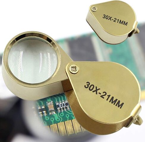 30X Jewelers Loupe, Foldable Pocket Magnifier with Metal Case for Gem Diamond Coin Stamp Map, Jewelry Magnifying Glass for Close Work, Gardening, Rock Collecting in Kuwait