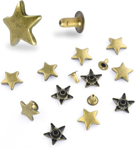 200Sets Assorted 12mm Star Cap Leather Rivets Kit, Tubular Metal Rivets with Punch Tool for Leather Fabric Clothing Bags Pets Collar Keychain DIY Crafts Accessories in Kuwait