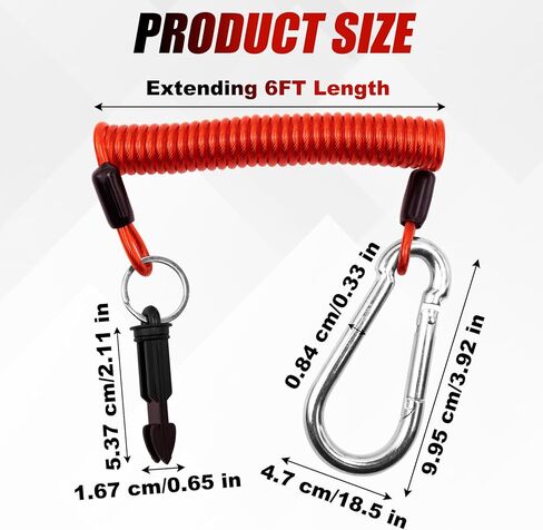TiciKim 2 Packs Trailer Breakaway Cable 6FT Heavy-Duty Stainless Steel Spring Coiled Safety Cable with Pin for RV/Camper Emergency Brake System, Applicable to Trailer Breakaway Kit (Red) in Kuwait