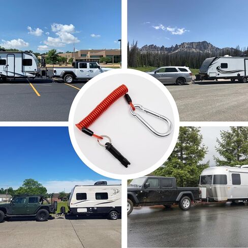 TiciKim 2 Packs Trailer Breakaway Cable 6FT Heavy-Duty Stainless Steel Spring Coiled Safety Cable with Pin for RV/Camper Emergency Brake System, Applicable to Trailer Breakaway Kit (Red) in Kuwait
