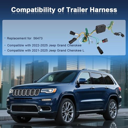 4-Pin Trailer Wiring Harness for Trailer Light Connect Compatible with Jeep Grand Cherokee 2022-2025 Replacement for 56473 in Kuwait