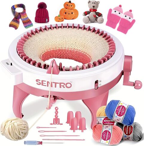SNOUUOSN SENTRO Knitting Machine, 48 Needles Knitting Machine, Smart Knitting Loom Machine with Row Counter for Adults Beginners, Circular Double Knit Loom Crochet Knitting Machine Kit for Hat Socks in Kuwait
