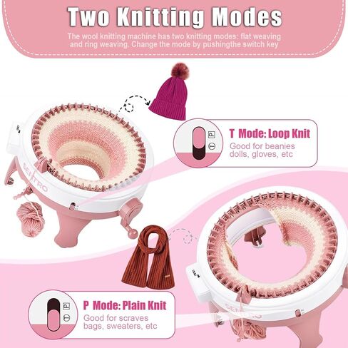 SNOUUOSN SENTRO Knitting Machine, 48 Needles Knitting Machine, Smart Knitting Loom Machine with Row Counter for Adults Beginners, Circular Double Knit Loom Crochet Knitting Machine Kit for Hat Socks in Kuwait