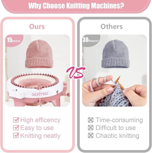 SNOUUOSN SENTRO Knitting Machine, 48 Needles Knitting Machine, Smart Knitting Loom Machine with Row Counter for Adults Beginners, Circular Double Knit Loom Crochet Knitting Machine Kit for Hat Socks in Kuwait