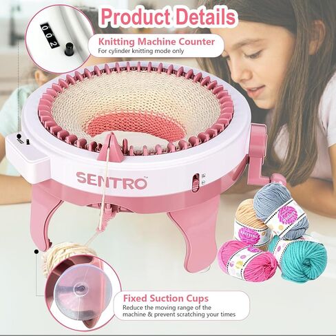 SNOUUOSN SENTRO Knitting Machine, 48 Needles Knitting Machine, Smart Knitting Loom Machine with Row Counter for Adults Beginners, Circular Double Knit Loom Crochet Knitting Machine Kit for Hat Socks in Kuwait