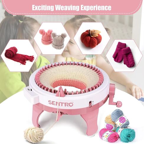 SNOUUOSN SENTRO Knitting Machine, 48 Needles Knitting Machine, Smart Knitting Loom Machine with Row Counter for Adults Beginners, Circular Double Knit Loom Crochet Knitting Machine Kit for Hat Socks in Kuwait