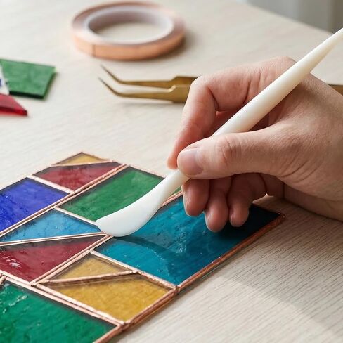 4 Pcs Stained Glass Tools, Stained Glass Supplies FID Stained Glass Plastic Burnisher Flat Foil Holder Supplies for Work DIY Handicrafts in Kuwait
