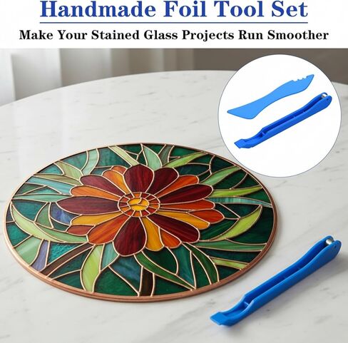 2 PCS Hand Foiler for Stained Glass, Stained Glass Foiling Tools Copper Foil Hand Foiler Tool Kit, Copper Foiling Tools in Kuwait