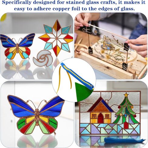 2 PCS Hand Foiler for Stained Glass, Stained Glass Foiling Tools Copper Foil Hand Foiler Tool Kit, Copper Foiling Tools in Kuwait