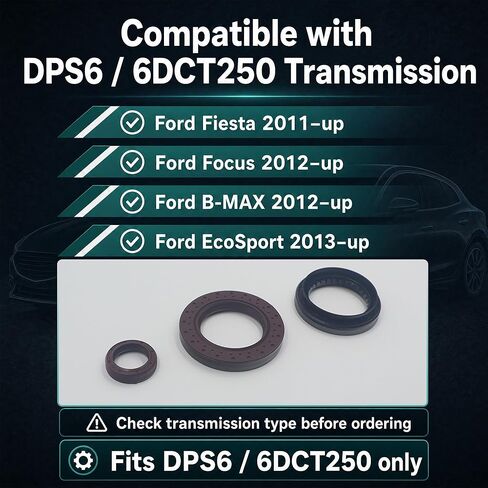 MOMYCAT DPS6 6DCT250 Transmission Oil Seal Kit, 3-Piece Input and Output Shaft Seals, Compatible with Ford Fiesta 2011-2018, Focus 2012-2018, B-MAX 2012-2018, EcoSport 2013-2018 in Kuwait