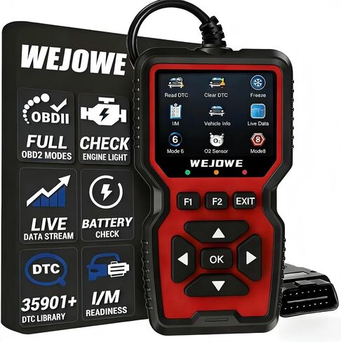 أداة تشخيص الماسح الضوئي Obd2 من WEJOWE، فحص قارئ رمز المحرك obd2 مع إعادة الضبط، وضع فحص ضوء المحرك التلقائي 6، الوضع 8 & I/M أداة المسح التشخيصي للسيارة لجميع سيارات obdii in Kuwait