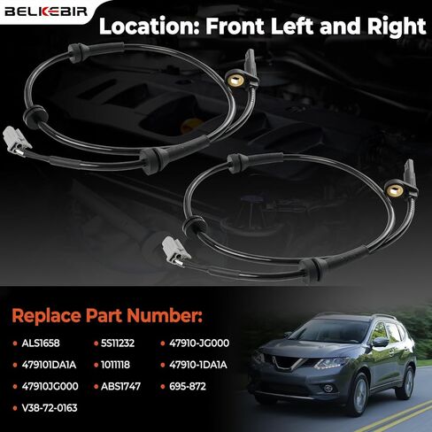 2 قطعة مستشعر سرعة العجلات الأمامية ABS اليسار واليمين متوافق مع 2008-2014 Nissan Rogue، 2008-2012 Nissan X-Trail 2.5L للسائق والركاب الجانب ABS الاستشعار استبدال ALS1658 695-872 47910-1DA1A 47910-JG000 in Kuwait