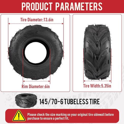 145/70-6 Mini Bike Tires,145 70-6 Tubeless Go Kart Tires Compatible with Coleman Coleman CC100X CT100U Monster Moto MMB80 RT100 Mini Bike Kazuma Roketa 110cc ATV Quad Go Kart in Kuwait